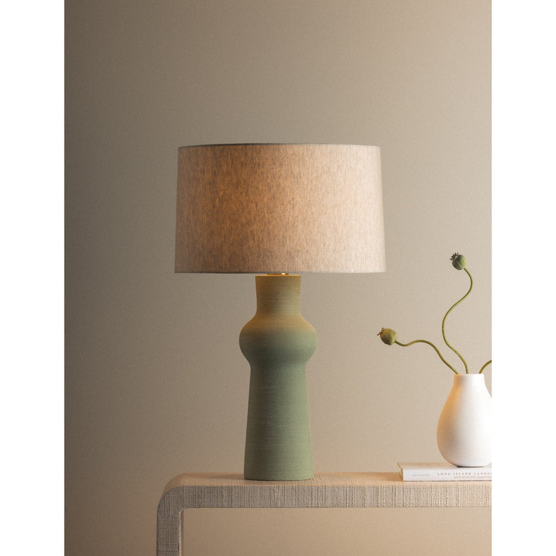 Hudson Valley Heathway 1Lt Table Lamp, Aged Brass/Natural Linen