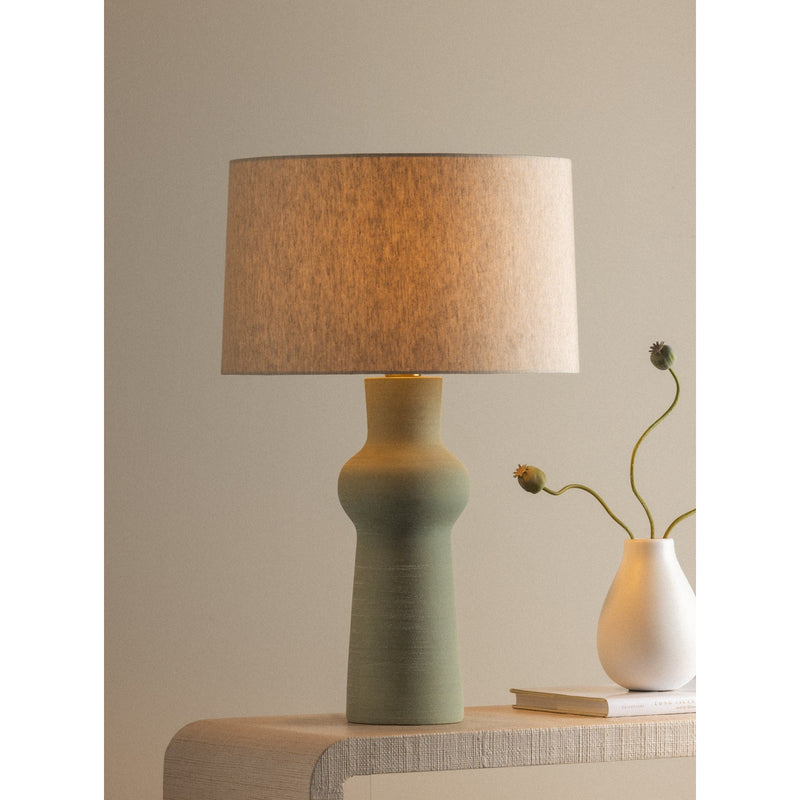 Hudson Valley Heathway 1Lt Table Lamp, Aged Brass/Natural Linen
