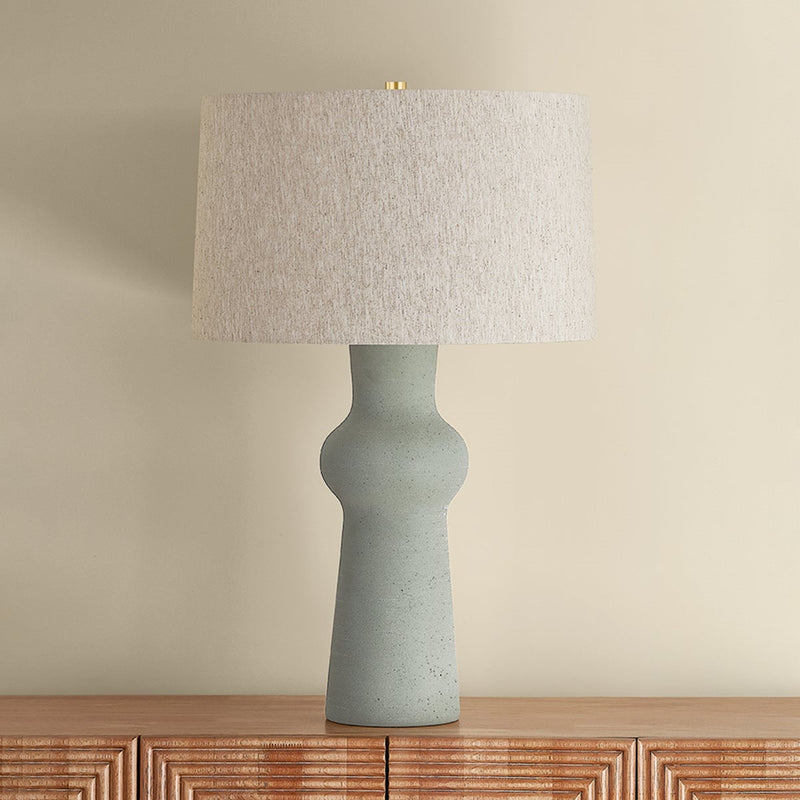 Hudson Valley Heathway 1Lt Table Lamp, Aged Brass/Natural Linen