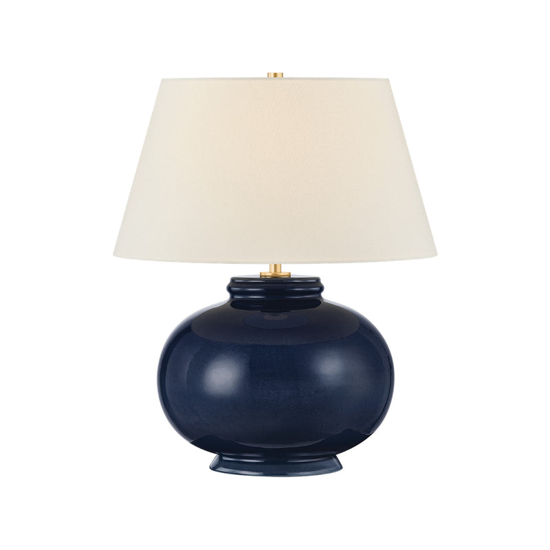 Hudson Valley Moodus 1Lt Table Lamp, Aged Brass/Off White Linen