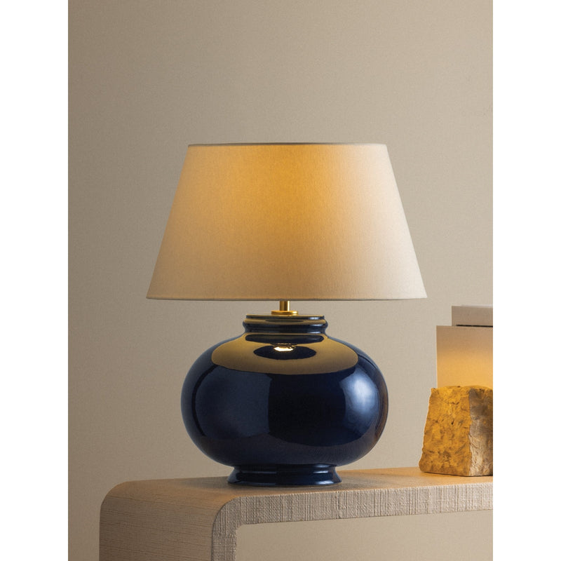 Hudson Valley Moodus 1Lt Table Lamp, Aged Brass/Off White Linen