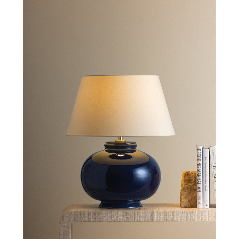 Hudson Valley Moodus 1Lt Table Lamp, Aged Brass/Off White Linen