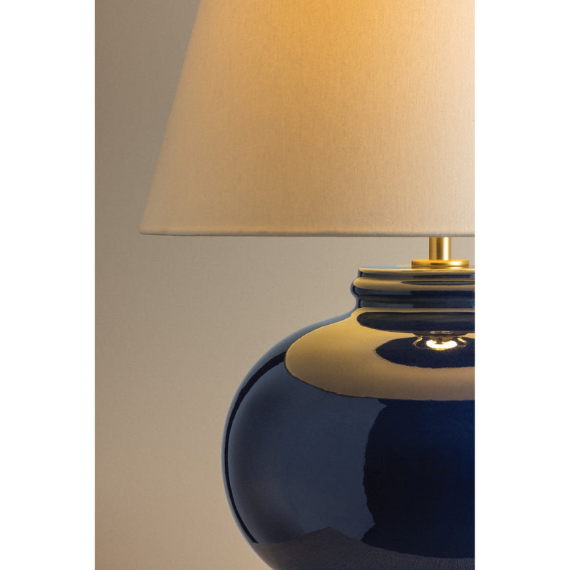Hudson Valley Moodus 1Lt Table Lamp, Aged Brass/Off White Linen