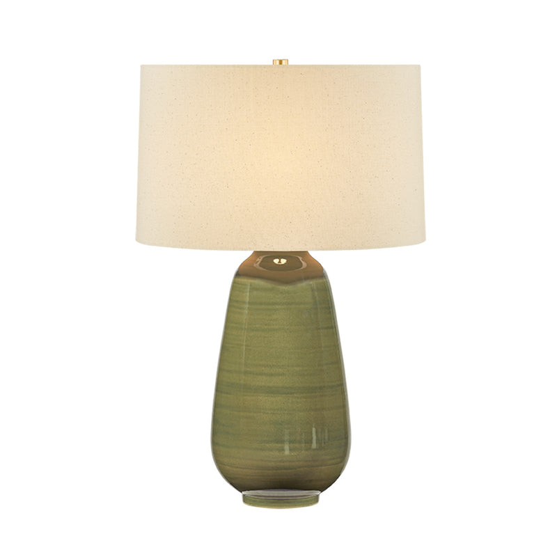 Hudson Valley Piermont 1Lt Table Lamp, Aged Brass/Wheat Linen