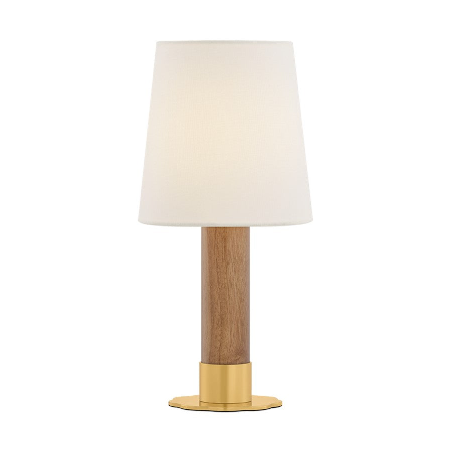 Hudson Valley Meadowbrook 1Lt Rechargeable Table Lamp, Brs/Wht Linen - L4321-AGB