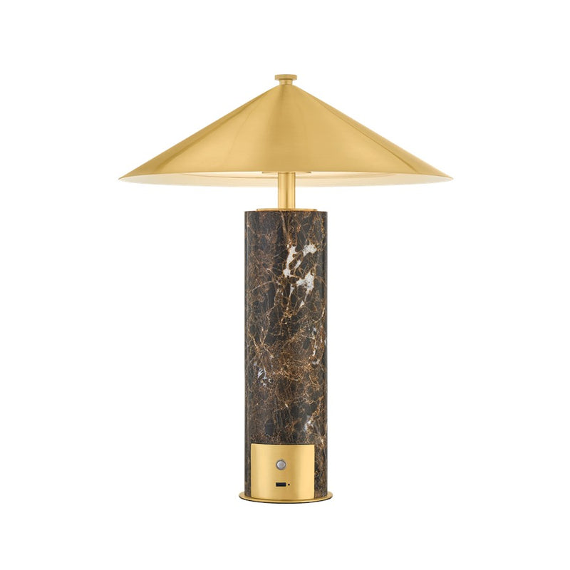 Hudson Valley Permont 1Lt Rechargeable Table Lamp, Aged Brass - L6251-AGB