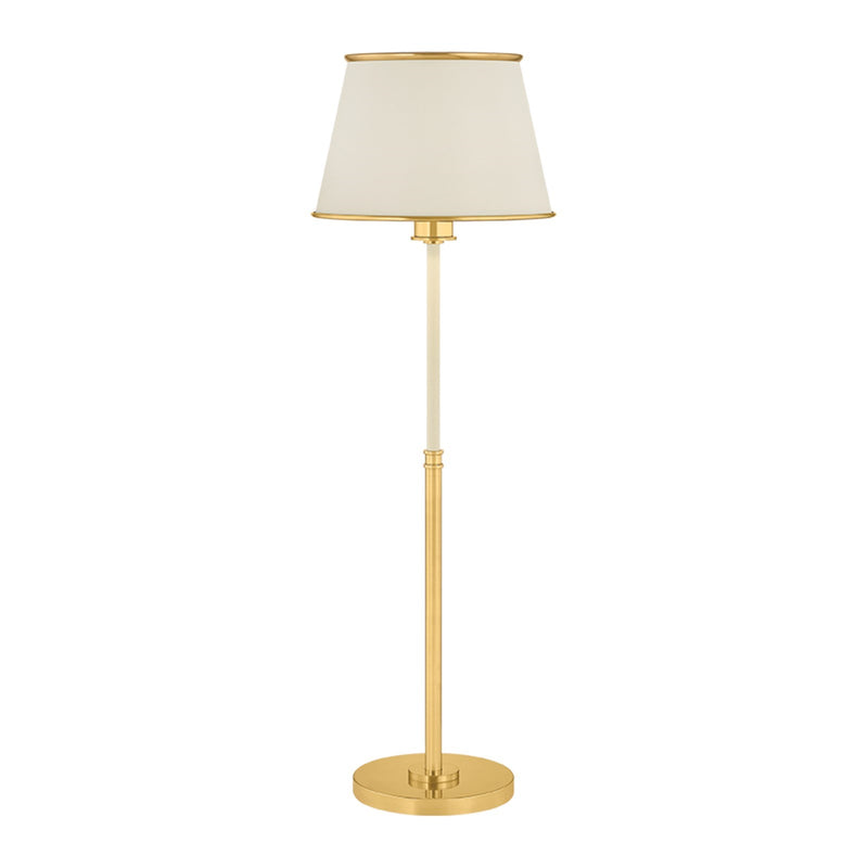 Hudson Valley Lanesville 33in 1-Light Floor Lamp | Heritage Aged Brass and Cream Leather | Bedroom & Home Office Reading | Model L6991-AGB-CR