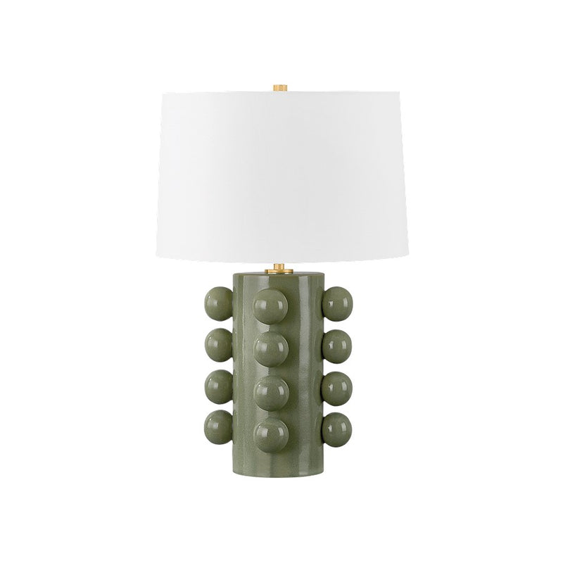 Hudson Valley Roselle 1Lt Table Lamp, Brass/Moss Crackle/White - L9126-AGB-CMC