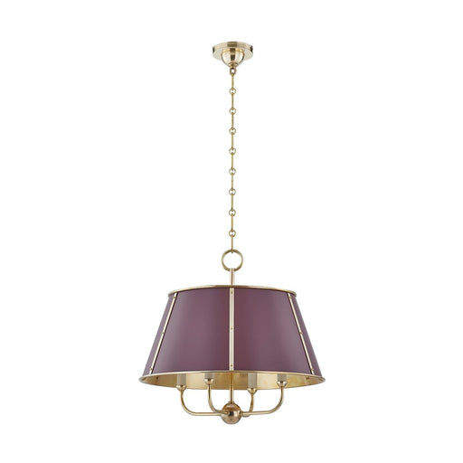 Hudson Valley Cambridge 4Lt Chandelier, Brass/Soft Crimson - MDS120-AGB-CRN