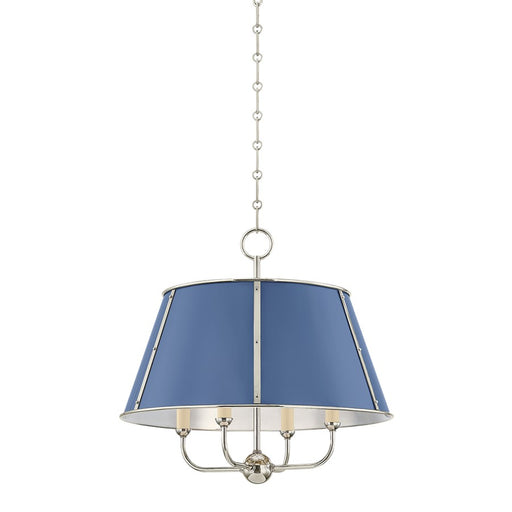 Hudson Valley Cambridge 4Lt Chandelier, Nickel/French Blue