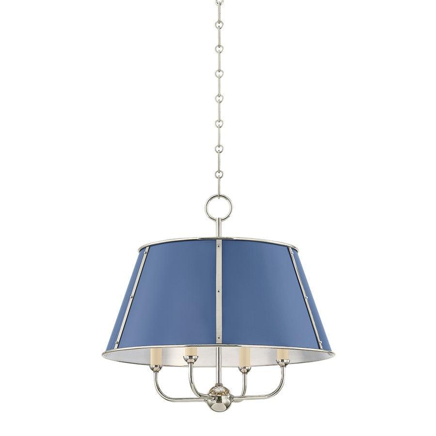 Hudson Valley Cambridge 4Lt Chandelier, Nickel/French Blue