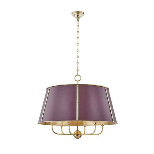 Hudson Valley Cambridge 6Lt Chandelier, Brass/Soft Crimson - MDS121-AGB-CRN