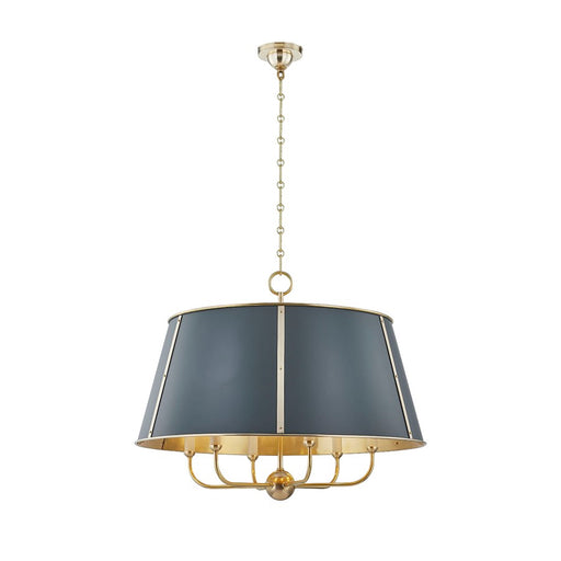 Hudson Valley Cambridge 6Lt Chandelier, Brass/Soft Studio Green - MDS121-AGB-SSG