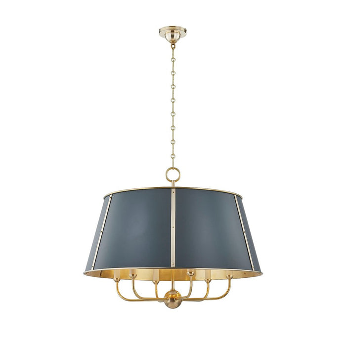 Hudson Valley Cambridge 6Lt Chandelier, Brass/Soft Studio Green - MDS121-AGB-SSG