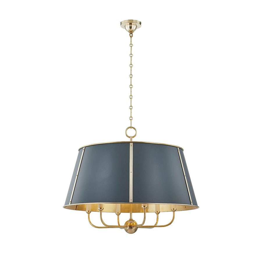 Hudson Valley Cambridge 6Lt Chandelier, Brass/Soft Studio Green - MDS121-AGB-SSG