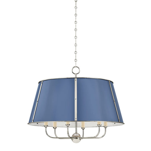 Hudson Valley Cambridge 6Lt Chandelier, Nickel/French Blue
