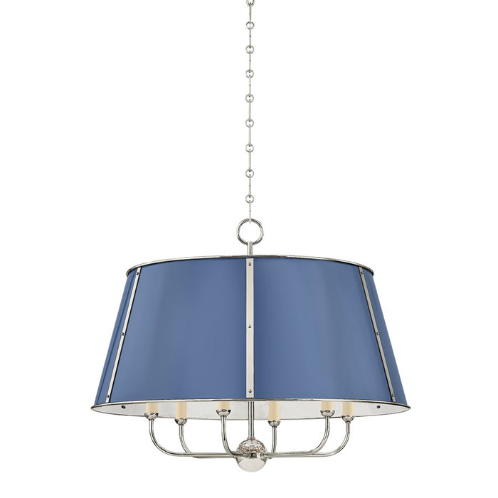 Hudson Valley Cambridge 6Lt Chandelier, Nickel/French Blue