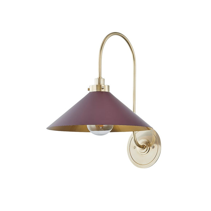Hudson Valley Clivedon 1Lt Wall Sconce, Brass/Soft Crimson - MDS1400-AGB-CRN