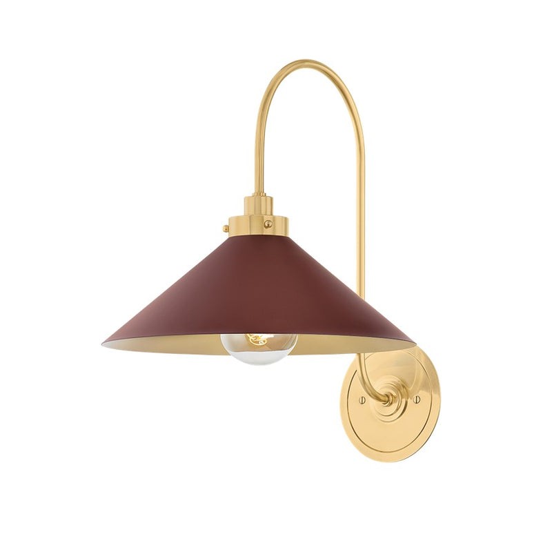 Hudson Valley Clivedon 1Lt Wall Sconce, Brass/Soft Crimson