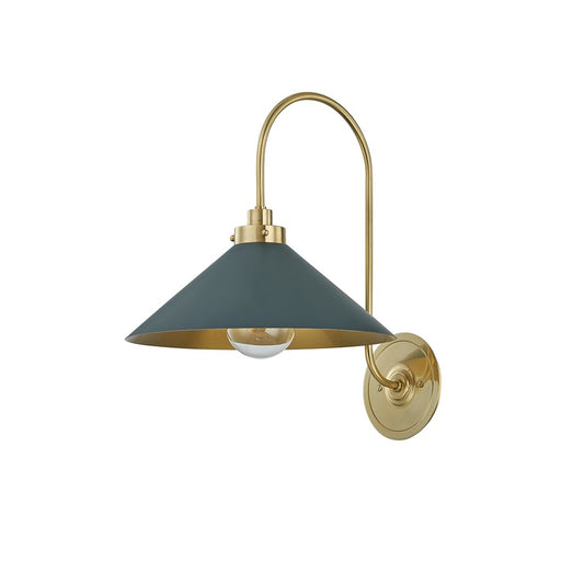 Hudson Valley Clivedon 1Lt Wall Sconce, Brass/Green - MDS1400-AGB-SSG