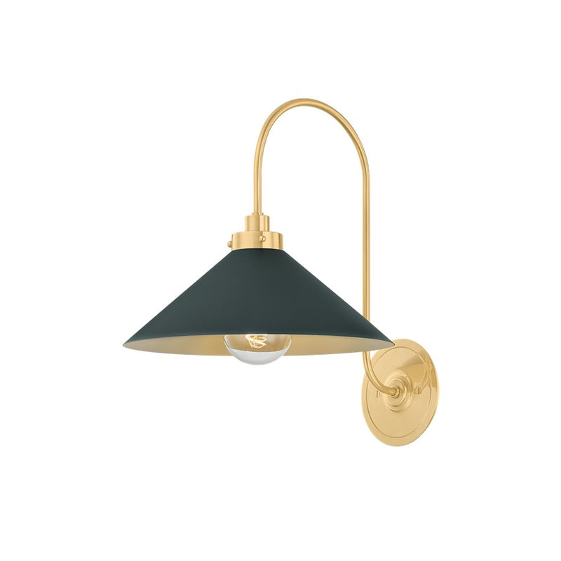Hudson Valley Clivedon 1Lt Wall Sconce, Brass/Green