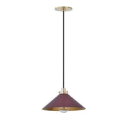 Hudson Valley Clivedon 1Lt 12" Pendant, Brass/Soft Crimson - MDS1401-AGB-CRN