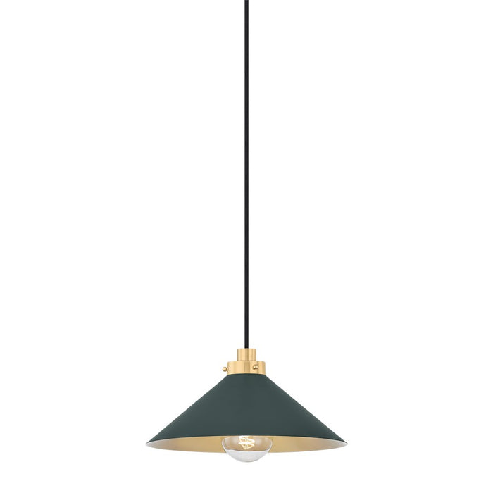 Hudson Valley Clivedon 1Lt 12" Pendant, Brass/Green - MDS1401-AGB-SSG