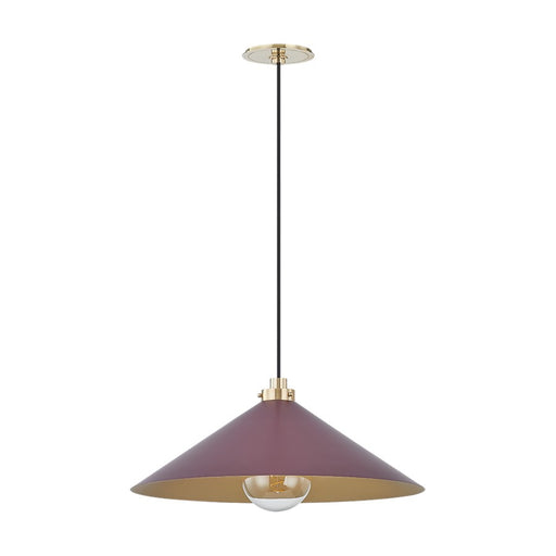 Hudson Valley Clivedon 1Lt 20" Pendant, Brass/Soft Crimson - MDS1402-AGB-CRN