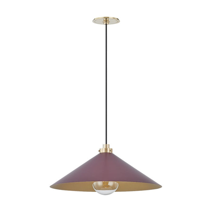 Hudson Valley Clivedon 1Lt 20" Pendant, Brass/Soft Crimson - MDS1402-AGB-CRN