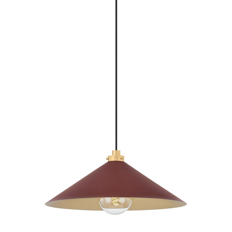 Hudson Valley Clivedon 1Lt 20" Pendant, Brass/Soft Crimson