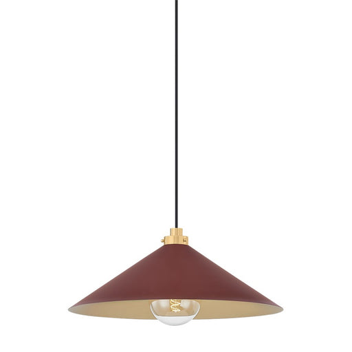 Hudson Valley Clivedon 1Lt 20" Pendant, Brass/Soft Crimson