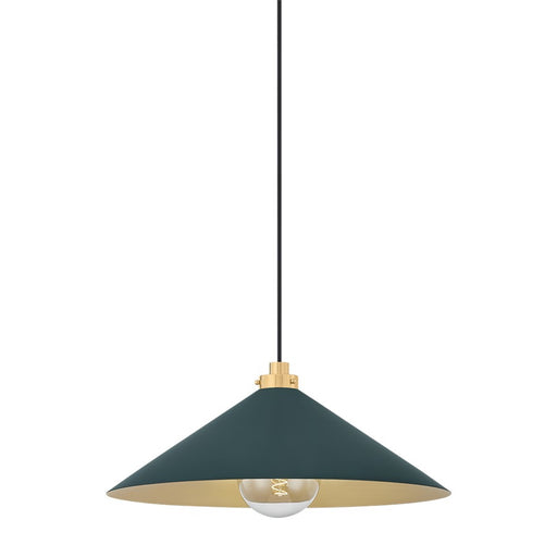 Hudson Valley Clivedon 1Lt 20" Pendant, Brass/Green