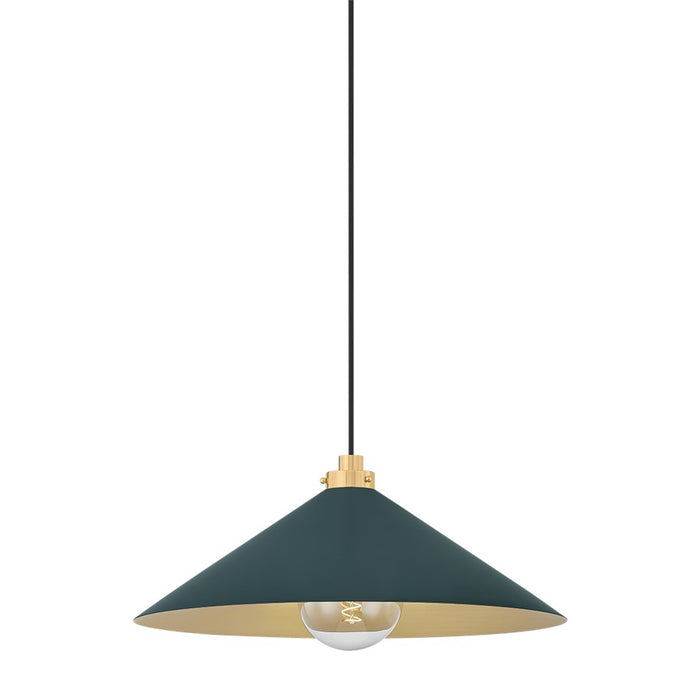 Hudson Valley Clivedon 1Lt 20" Pendant, Brass/Green