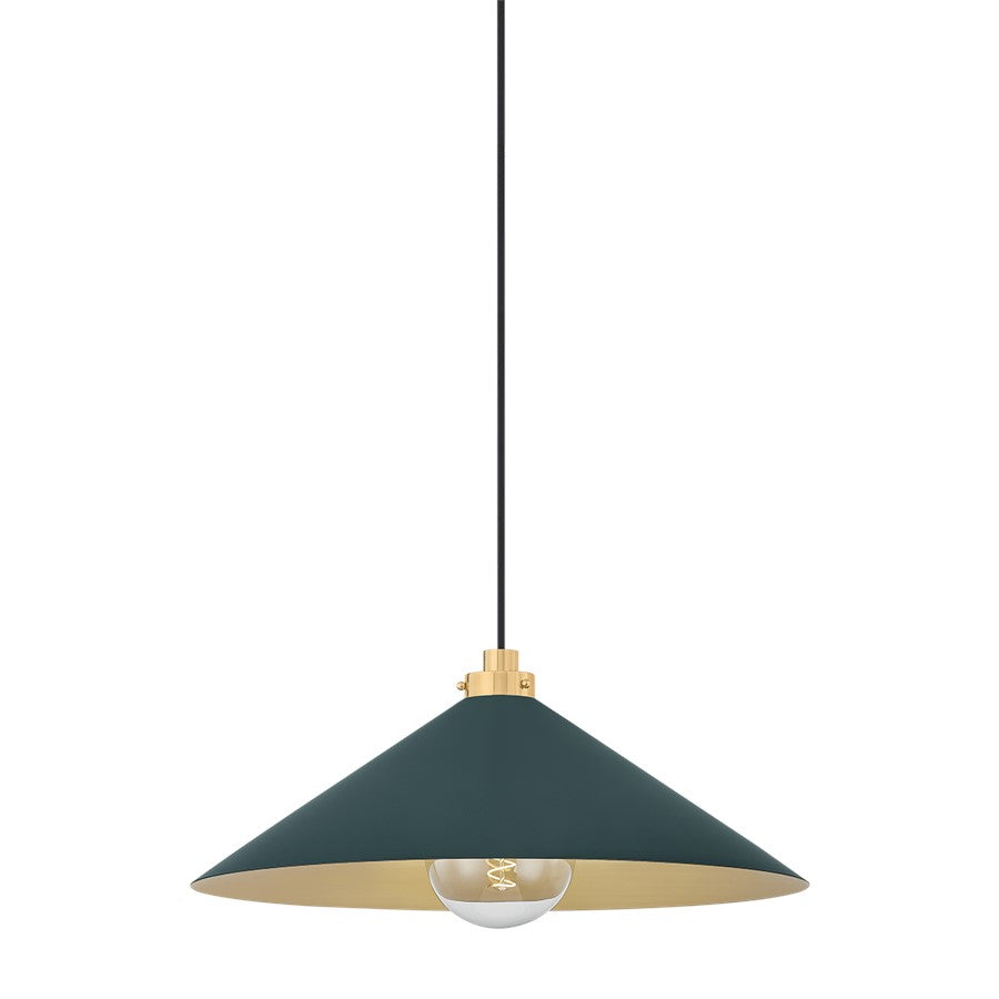 Hudson Valley Clivedon 1Lt 20" Pendant, Brass/Green