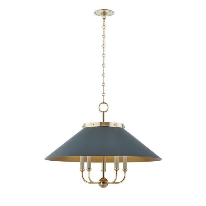 Hudson Valley Clivedon 5Lt Chandelier, Brass/Soft Studio Green - MDS1403-AGB-SSG