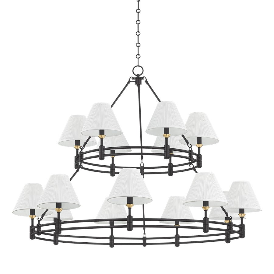 Hudson Valley Howard 15Lt Chandelier, Brass/Distressed Bronze - MDS1802-AGB-DB