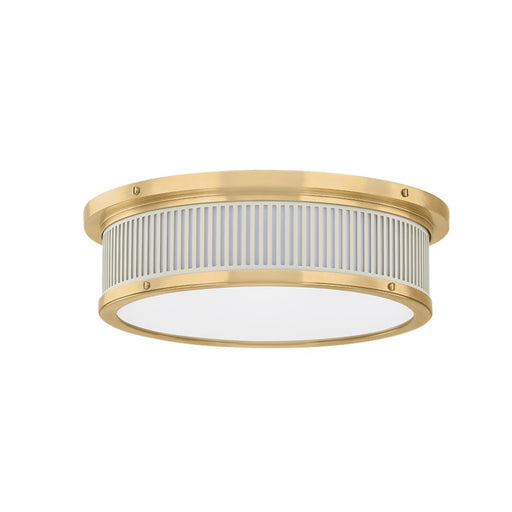 Hudson Valley Ashdown 1Lt Flush Mount/26W, Brass/White/White - MDS1901-AGB-OW