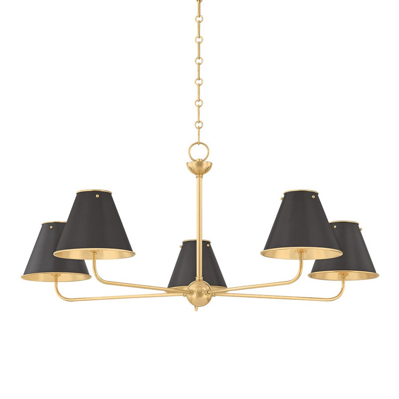 Hudson Valley Burghley 5Lt Chandelier, Brass/Distressed Bronze - MDS2000-AGB-DB