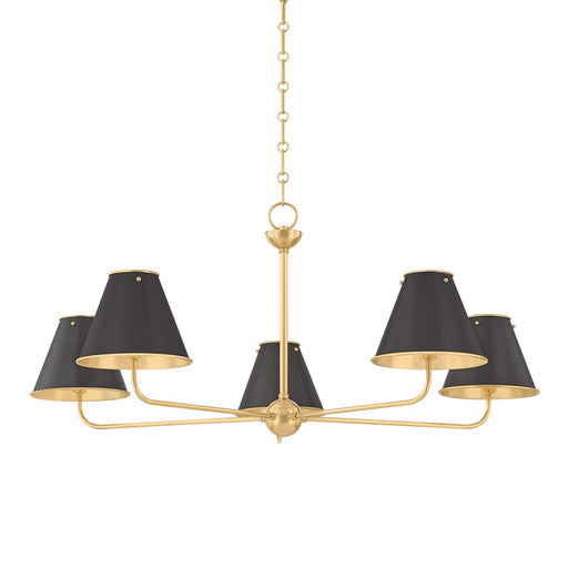 Hudson Valley Burghley 5Lt Chandelier, Brass/Distressed Bronze - MDS2000-AGB-DB