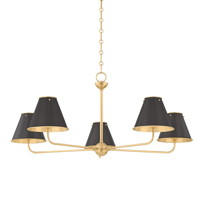 Hudson Valley Burghley 5Lt Chandelier, Brass/Distressed Bronze - MDS2000-AGB-DB