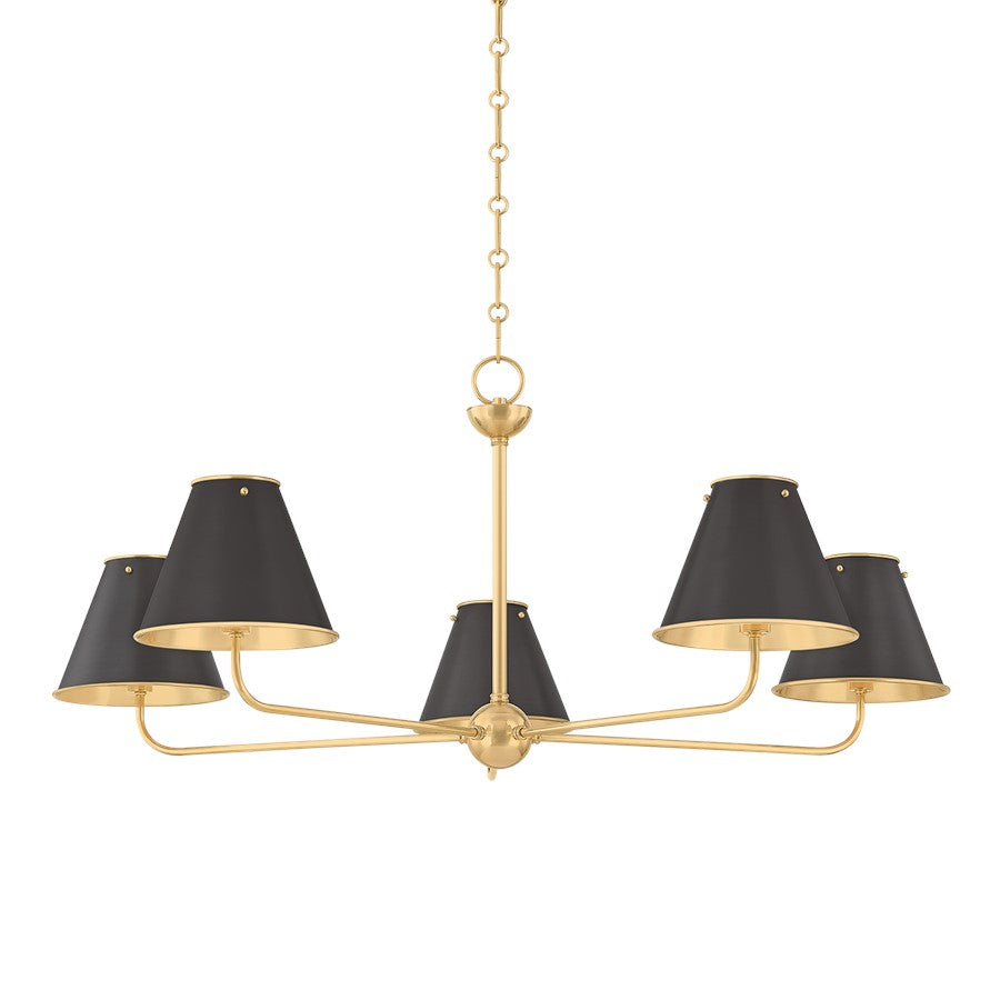 Hudson Valley Burghley 5Lt Chandelier, Brass/Distressed Bronze - MDS2000-AGB-DB