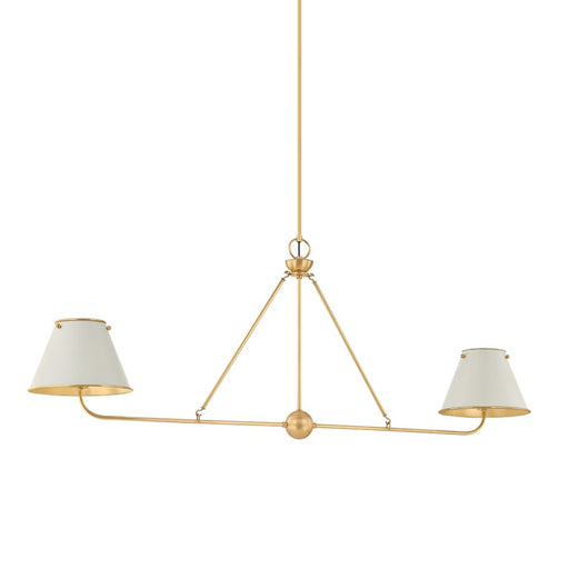 Hudson Valley Burghley 2 Lt Linear Chandelier, Brass/Off-White - MDS2001-AGB-OW
