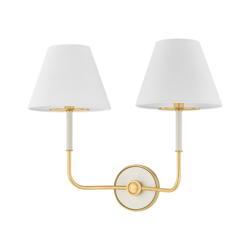 Hudson Valley Wedgewood 2Lt Wall Sconce, Brass/White/White - MDS2201-AGB-OW