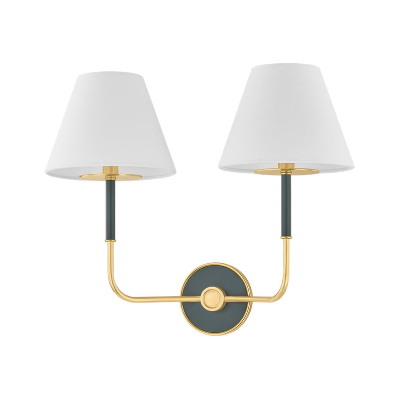 Hudson Valley Wedgewood 2Lt Wall Sconce, Brass/Green/White - MDS2201-AGB-SSG