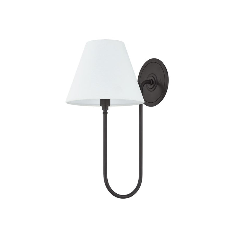Hudson Valley Hawthorne 1Lt Wall Sconce, Bronze/White Linen - MDS2300-DB