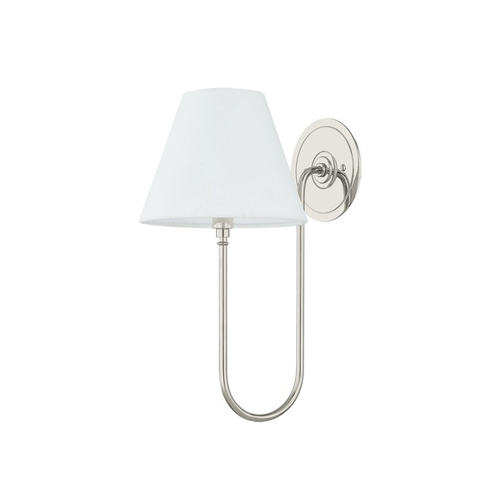 Hudson Valley Hawthorne 1Lt Wall Sconce, Nickel/White Linen - MDS2300-PN