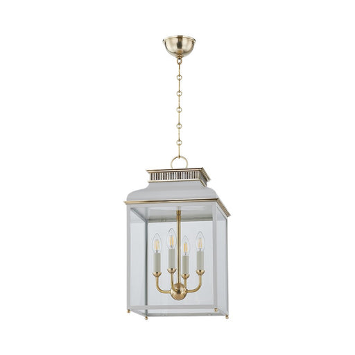 Hudson Valley Houghton 4Lt 22" Lantern, Brass/Off-White/Clear - MDS2400-AGB-OW