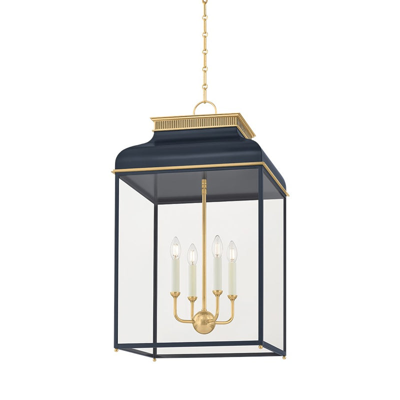 Hudson Valley Houghton 4Lt 33" Lantern, Brass/Bronze/Clear