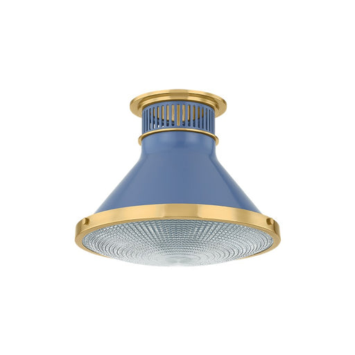 Hudson Valley Highclere 1Lt 13" Flush Mount, Brass/Blue/Clear - MDS2402-AGB-FBL