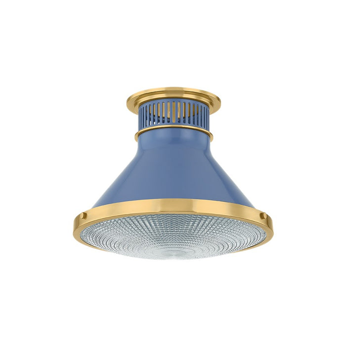 Hudson Valley Highclere 1Lt 13" Flush Mount, Brass/Blue/Clear - MDS2402-AGB-FBL
